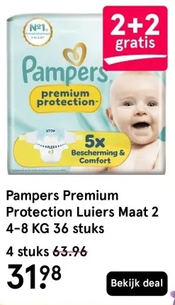 Aanbieding: Pampers Premium Protection Luiers Maat 2