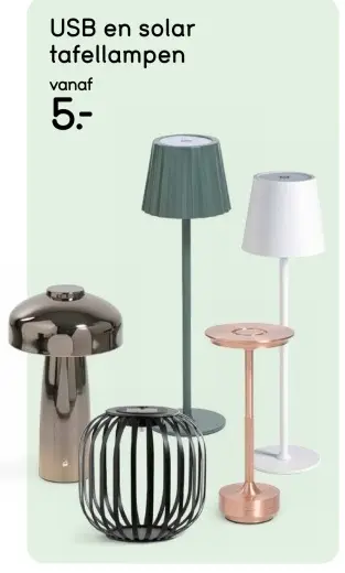 Aanbieding: USB en solar tafellampen