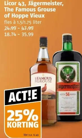 Aanbieding: Licor 43, Jägermeister, The Famous Grouse of Hoppe Vieux