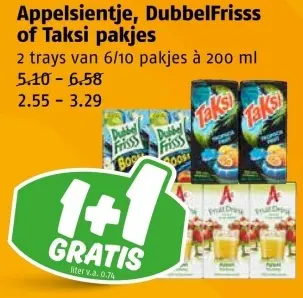 Aanbieding: Appelsientje, DubbelFrisss of Taksi pakjes