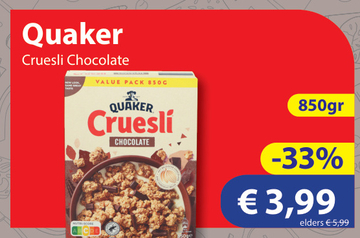 Aanbieding: Quaker Cruesli Chocolate