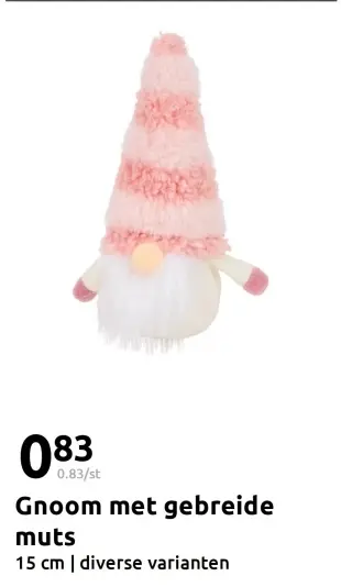 Aanbieding: Gnoom met gebreide muts