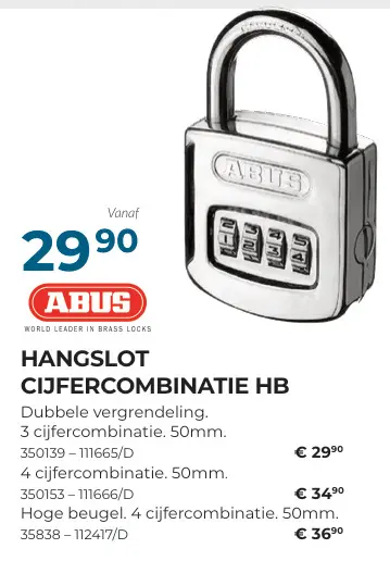 Promotie: Hangslot cijfercombinatie hb