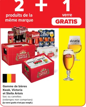 Offre: Gamme de bières Kwak, Victoria et Stella Artois