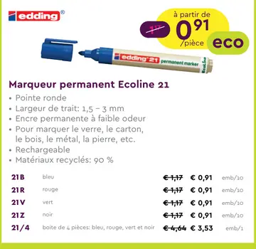 Offre: Marqueur permanent Ecoline 21