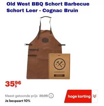 Aanbieding: Old West BBQ Schort Barbecue Schort Leer - Co