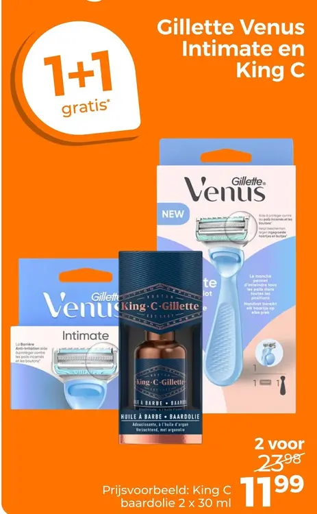 Aanbieding: Gillette Venus Intimate en King C