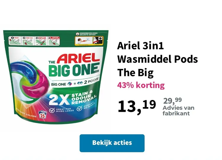 Promotie: Ariel 3in1 Wasmiddel Pods The Big