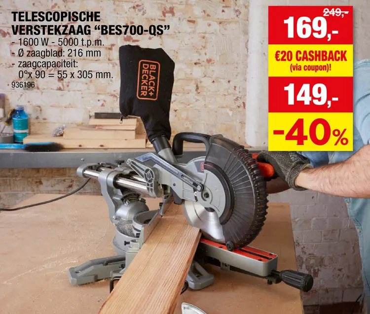 Aanbieding: Black+Decker afkort- en verstekzaag 1600W 216mm