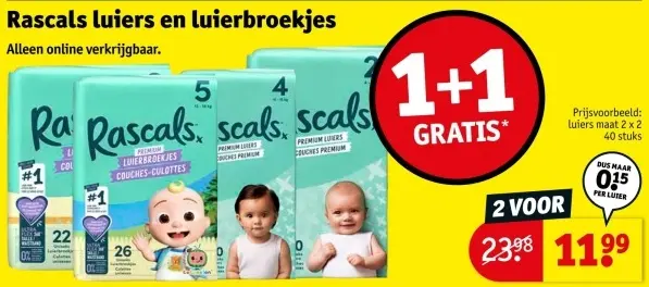 Aanbieding: Rascals luiers en luierbroekjes