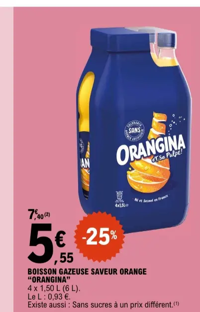 Offre: Boisson gazeuse saveur orange