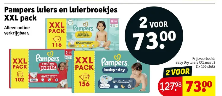 Aanbieding: Pampers luiers en luierbroekjes XXL pack