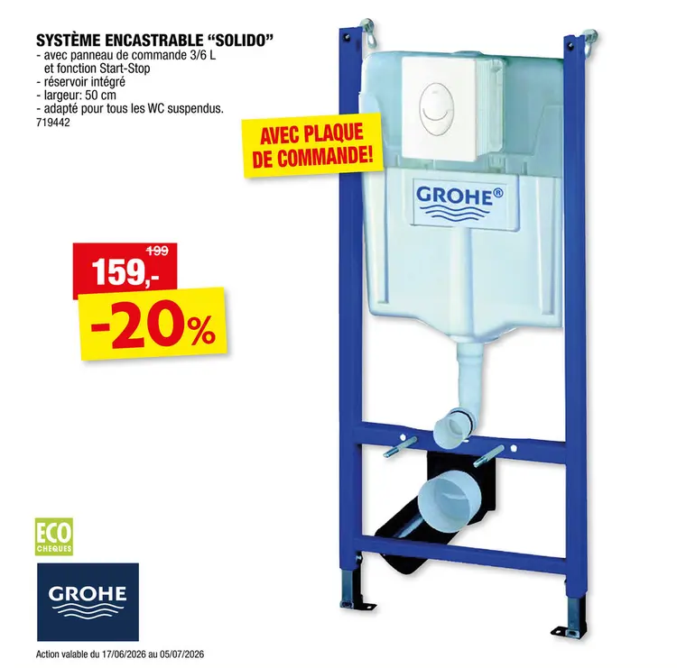 Offre: GROHE Solido système encastrable + plaque de commande