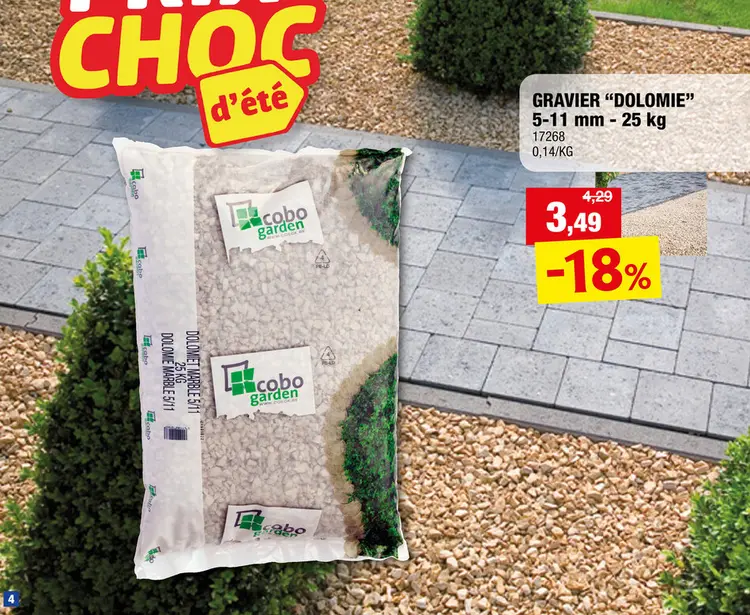 Offre: Dolomie 5-11 mm 25kg blanc