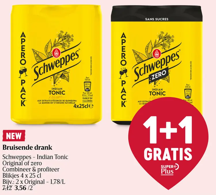 Aanbieding: Schweppes - Indian Tonic Original of zero
