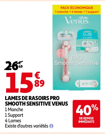 Offre: Lames de rasoirs pro smooth sensitive Venus