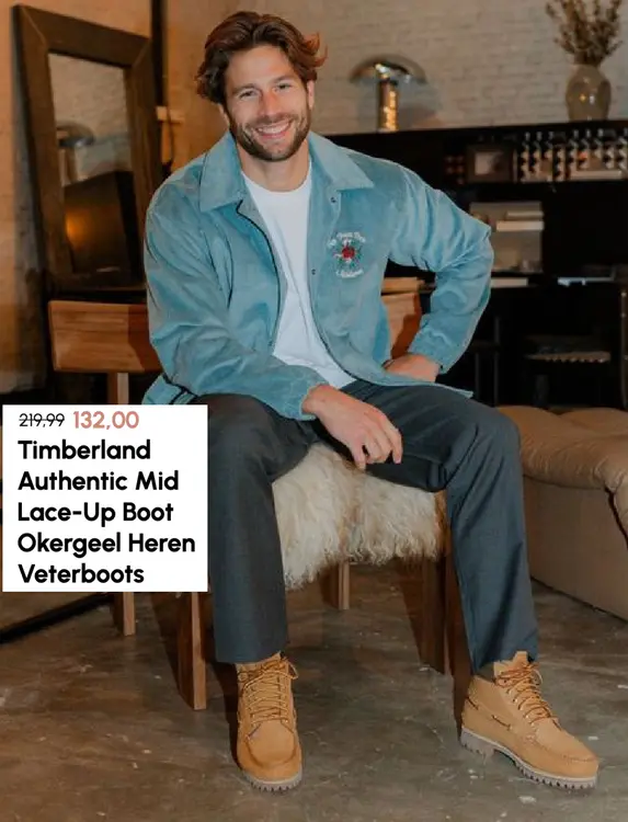 Aanbieding: Authentic Mid Lace-Up Boot Okergeel Heren Vet