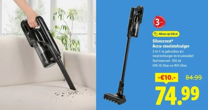 Aanbieding: Accu-steelstofzuiger