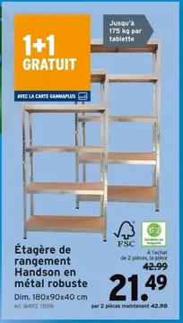 Offre: Étagère de rangement Handson en métal robuste