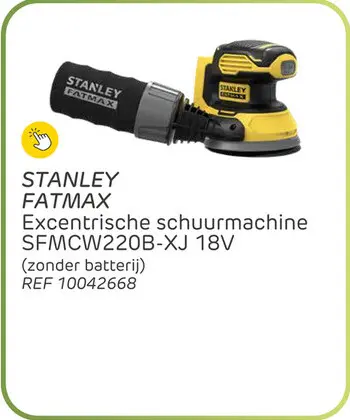 Promotie: Stanley fatmax sfmcw220b-xj excenterschuurmachine - 18v - diameter 125 mm (zonder accu)