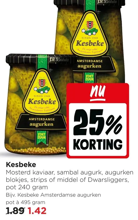 Aanbieding: Kesbeke Mosterd kaviaar, sambal augurk, augur