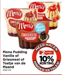 Aanbieding: Mona Pudding Vanille of Griesmeel of Toetje van de maand
