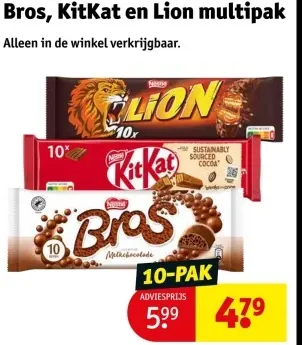 Aanbieding: Bros, KitKat en Lion multipak