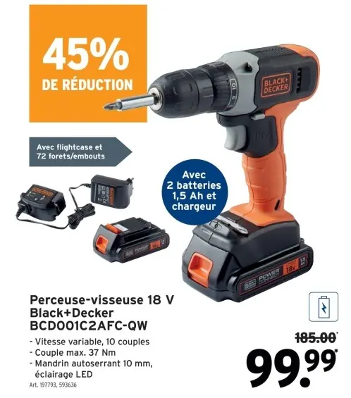Offre: Perceuse-visseuse 18 V