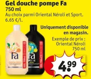 Offre: Gel douche pompe