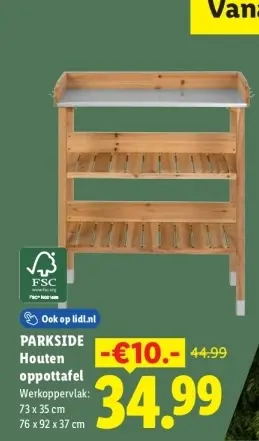 Aanbieding: Houten oppottafel