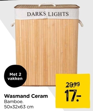 Aanbieding: Wasmand darks/lights - bamboe - 63x50x32 cm