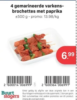 Promotie: Gemarineerde varkensbrochettes met paprika