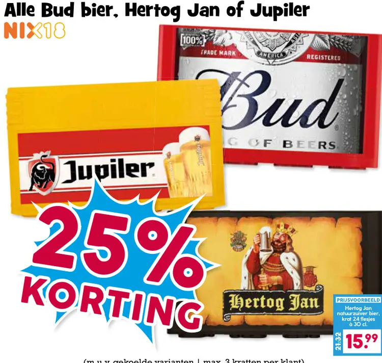 Aanbieding: Alle Bud bier, Hertog Jan of Jupiler