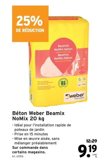 Offre: Béton Weber Beamix NoMix