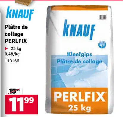 Offre: Plâtre de collage PERLFIX