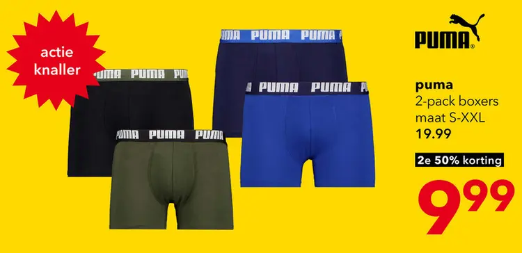 Aanbieding: Puma Everyday Basic Boxer 2 pack groen zwart