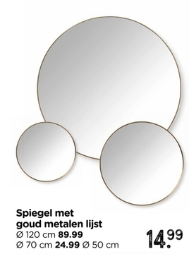 Aanbieding: Spiegel met goud metalen lijst