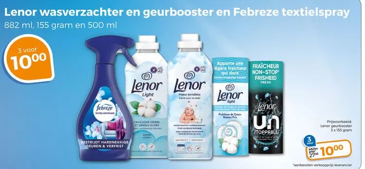 Aanbieding: Lenor wasverzachter en geurbooster en Febreze