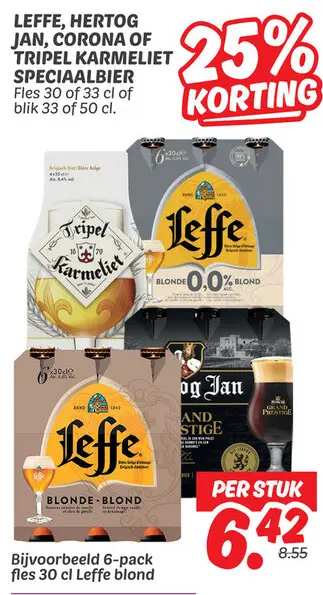 Aanbieding: Leffe, Hertog Jan, Corona of Tripel Karmeliet speciaalbier