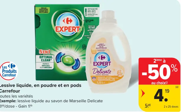 Offre: Lessive liquide, en poudre et en pods