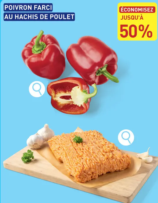 Offre: Poivron farci au hachis de poulet