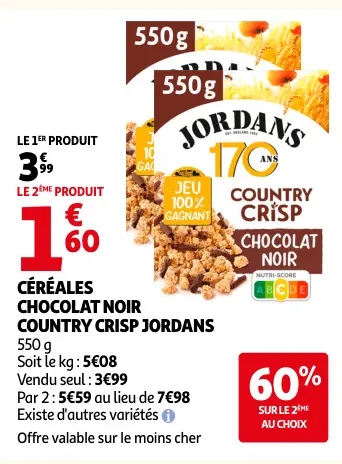 Promotie: Céréales chocolat noir country crisp
