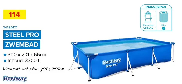 Promotie: Bestway Steel Pro zwembad + filterpomp 300 x 201 x 66 cm