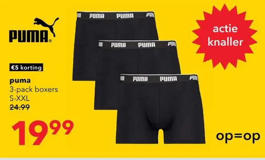 Aanbieding: Puma heren boxershorts zwart 3-pack