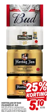 Aanbieding: Hertog jan of Bud pilsener of 0.0