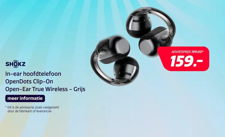 Aanbieding: Shokz OpenDots Clip-On Open-Ear True Wireless - Zwart