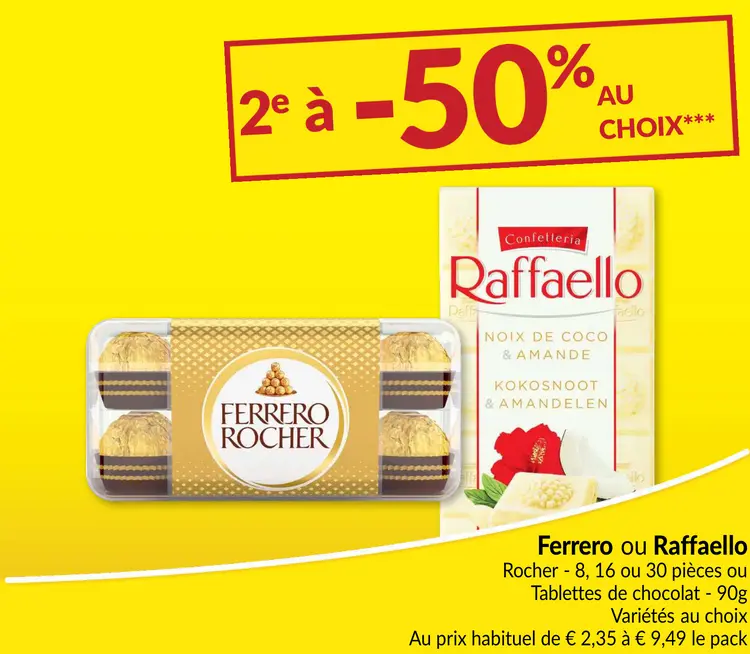 Offre: Rocher ou Tablettes de chocolat