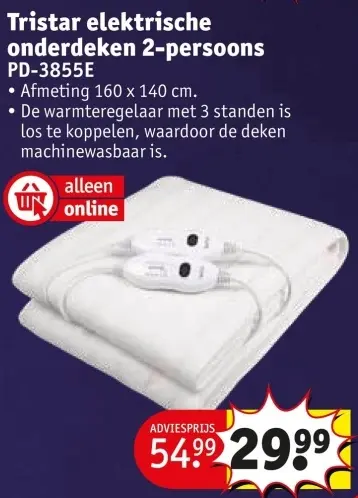 Aanbieding: elektrische onderdeken 2-persoons PD-3855E