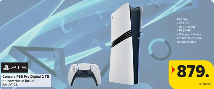 Offre: Console PS5 Pro Digital 2 TB + 1 contrôleur inclus