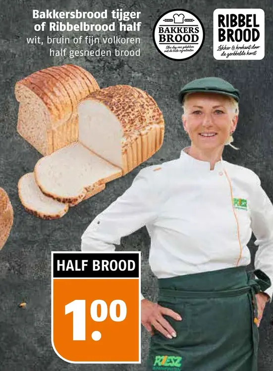 Aanbieding: Bakkersbrood tijger of Ribbelbrood half